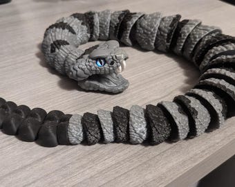 Serpent à sonnettes articulé articulé imprimé en 3D