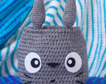 Crochet Totoro Basket | Handmade Anime Character Storage Basket