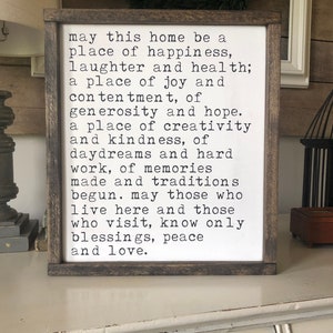 May This Home Be A Place Of Happiness Sign | Wooden Signs | Rustic Home Decor | Home Wood Signs | Farmhouse Signs | Wood Signs Home Decor