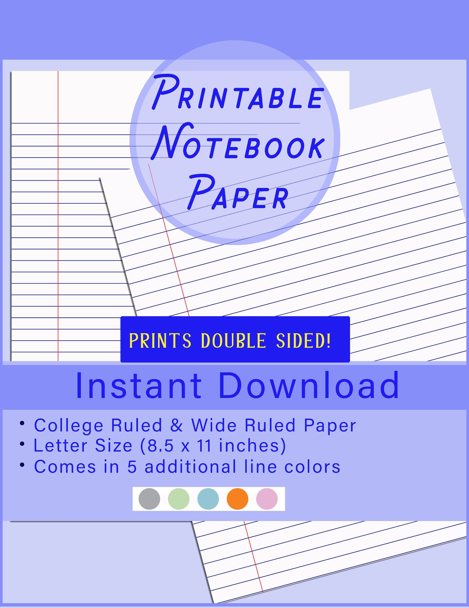 Printable Lined Paper Printable Double-sided Lined Paper Printable ...
