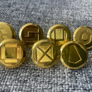 Complete 7 Hoenn Battle Frontier Brains Symbol Badges | Gold-Look Exclusively Made Unmatched shine weight and feel | Pokemon Gym collection