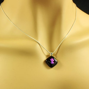 Dichroic Glass Jewelry Set Matching Dichroic Earrings & Pendant Necklace Violet Purple Dichroic Glass on Black Fused Glass image 4