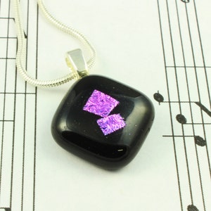 Dichroic Glass Jewelry Set Matching Dichroic Earrings & Pendant Necklace Violet Purple Dichroic Glass on Black Fused Glass image 2