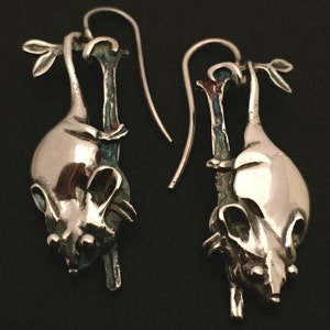 Possum hanging earings - sterling silver 30mm plus hook