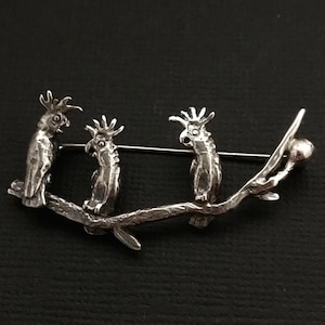 3 Kakadus Brosche - massiv Sterling Silber Pat Hagan Design
