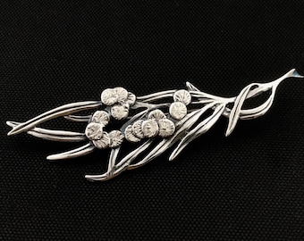 Broche de acacia - plata de ley maciza de 55 mm, regalo australiano, recuerdo australiano
