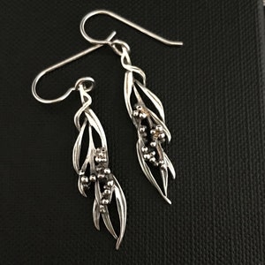 Wattle Hanging Earrings - solid sterling silver 30mm plus hook