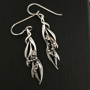 Pendientes colgantes de acacia - plata de ley maciza de 30 mm más gancho