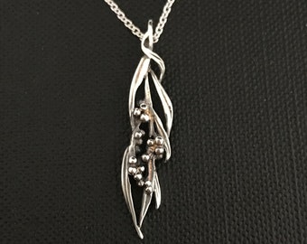 Collar de acacia - plata de ley 34 mm en cadena de 45 o 55 cm