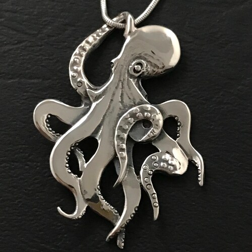 Octopus Pendant Sterling Silver 43mm 