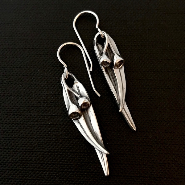 Gumnut and gum leaf Earrings - 2 sizes -solid sterling silver, matches Pendant