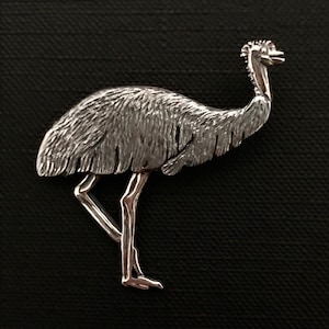 Emu Brooch - Sterling Silver 40mm