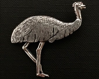 Broche de emú - Plata de ley 40 mm