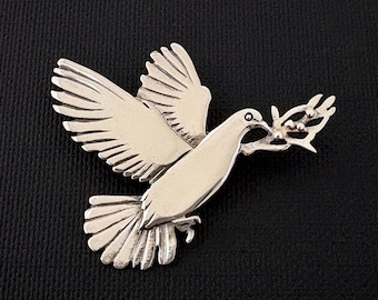 Broche/Colgante Paloma de la Paz - Plata de Ley maciza 36 mm