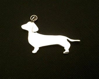 Dachshund- dog charm-  sterling silver