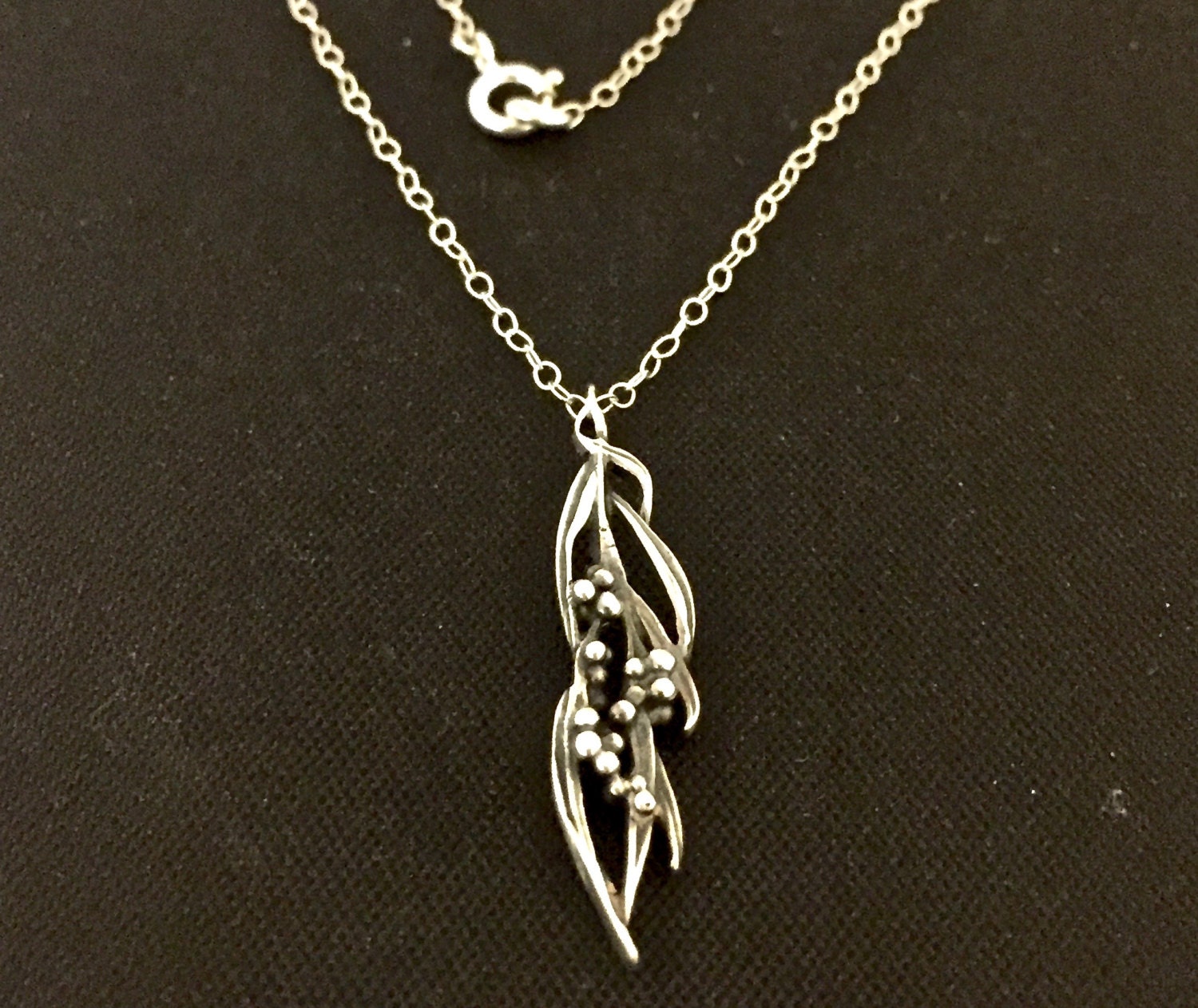Wattle Necklace Sterling Silver 34mm on 