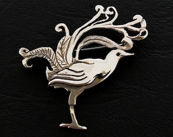 Lyrebird Brooch - Sterling Silver, 39mm  Pat Hagan Design