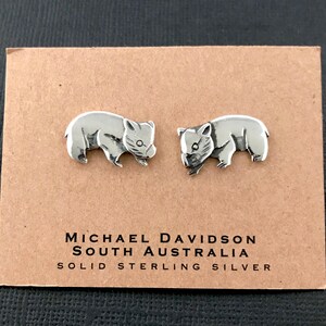 Wombat stud earings sterling silver 18mm image 4