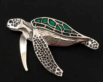 Green Sea Turtle Brooch - 55mm