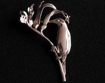 Kangaroo Paw/ Honey Eater Brooch- sterling silver  48mm