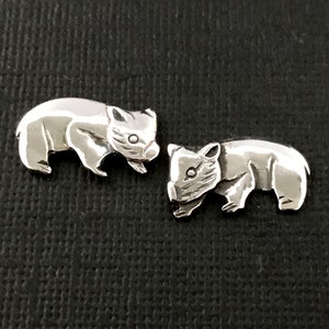 Wombat stud earings sterling silver 18mm image 2