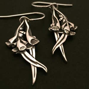 Gum Flower hanging Earrings sterling silver 30mm plus hook image 2