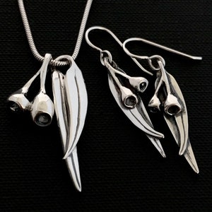 SET -small earrings/ gum nut and leaf pendant in Box
