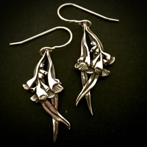 Gum Flower hanging Earrings - sterling silver 30mm plus hook