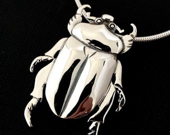 Beetle Pendant - Sterling Silver 34mm