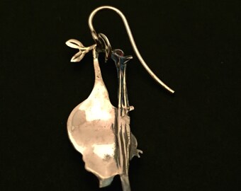 925 Argento Sterling Luna Naturale Fatto a Mano Orecchini Pendenti Per