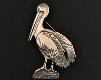 Pelican Brooch - Sterling Silver large