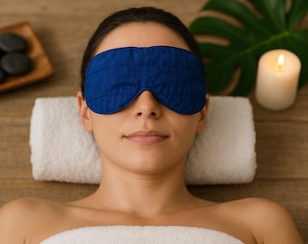 Microwavable Eye Pillow – Hot Cold Compress for Headache Relief, Basic Blue