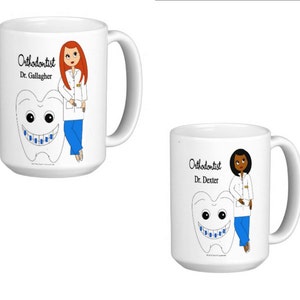 Orthodontist Mugs Female Personalized Brunette, Blonde, Gray Hair, Hispanic, Auburn, African American, Black Hair not shown image 5