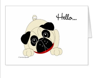 Curious Pug Note Cards - Personalized