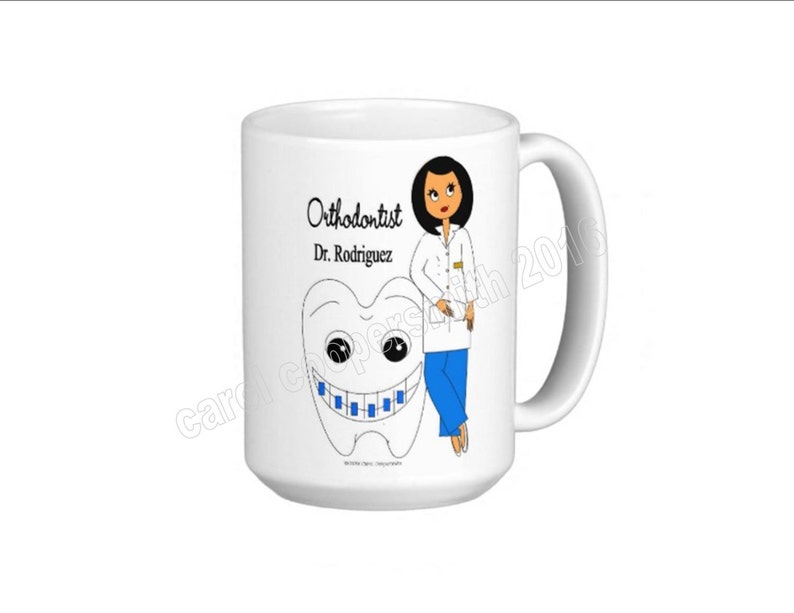 Orthodontist Mugs Female Personalized Brunette, Blonde, Gray Hair, Hispanic, Auburn, African American, Black Hair not shown image 4