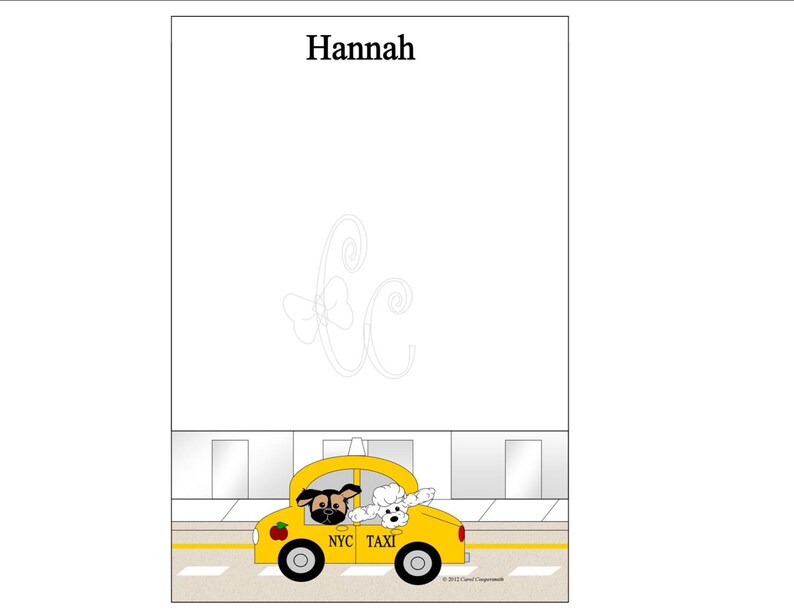 Personalized New York City Taxi Pups Notepad