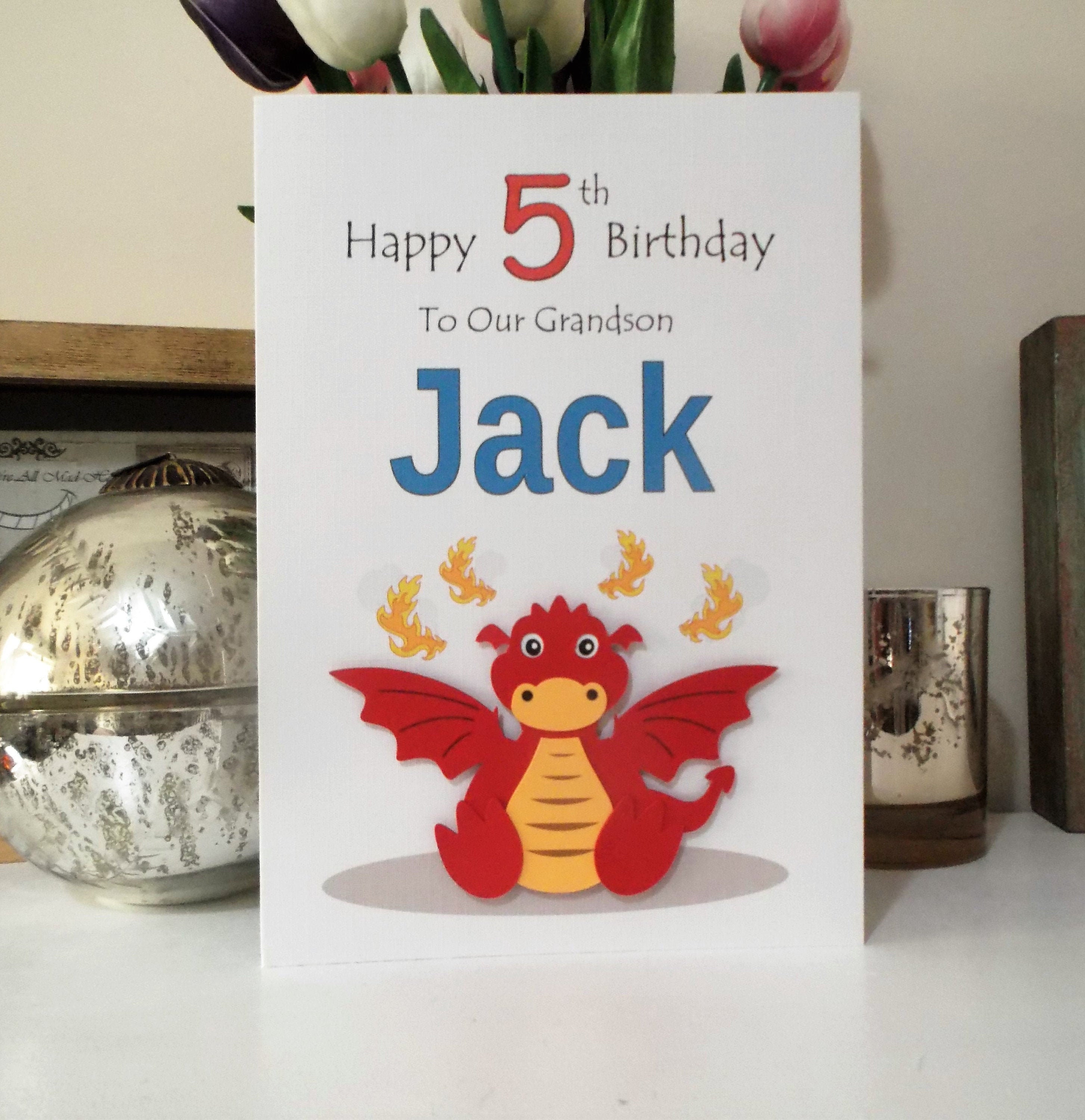 Dragon Birthday Card Personalised to your requirements... Etsy