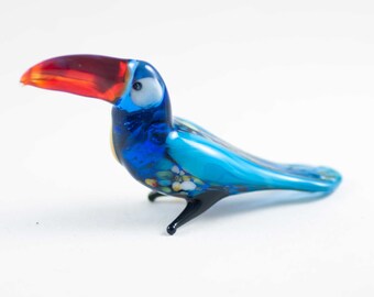 Tiny Mini Glass Toucan Birds Little Figurines Set of 3 pcs.