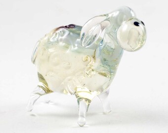 Flock of sheep lampwork The price refers to three sheeps For collection or Nativity scene Murano glass miniatures made in Venice