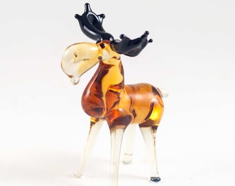 Moose Figurine of Hand Blown Glass