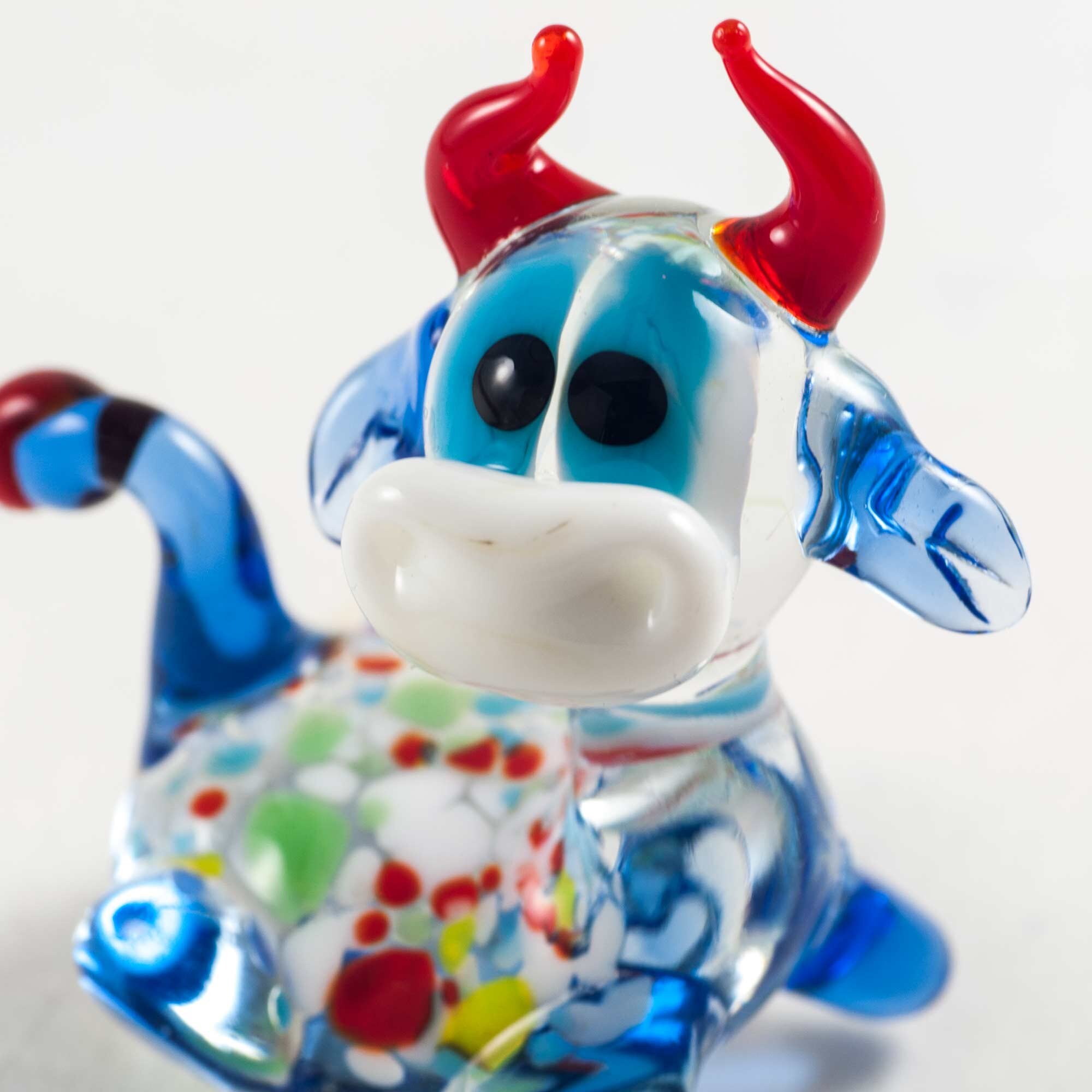 Glass Collectible Cow Figurine Art Glass Cow Miniature Etsy