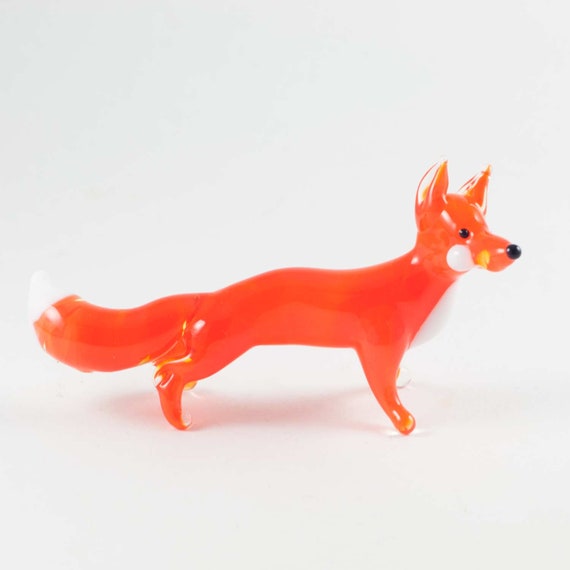 Glass Fox Figurine Blown Glass Fox Glass Fox Miniature Etsy