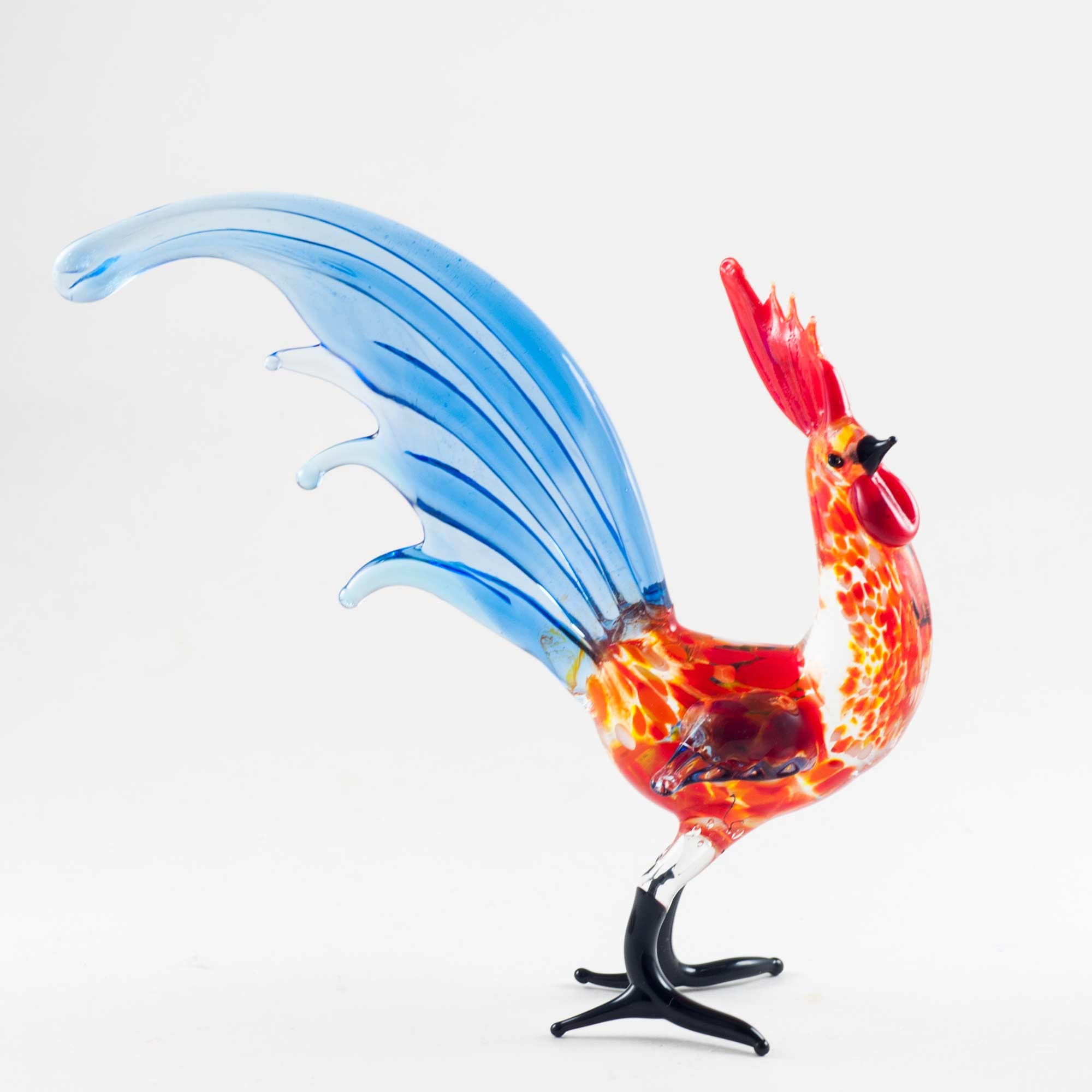 Glass Rooster Figurine Hand Blown Glass Rooster Miniature Etsy