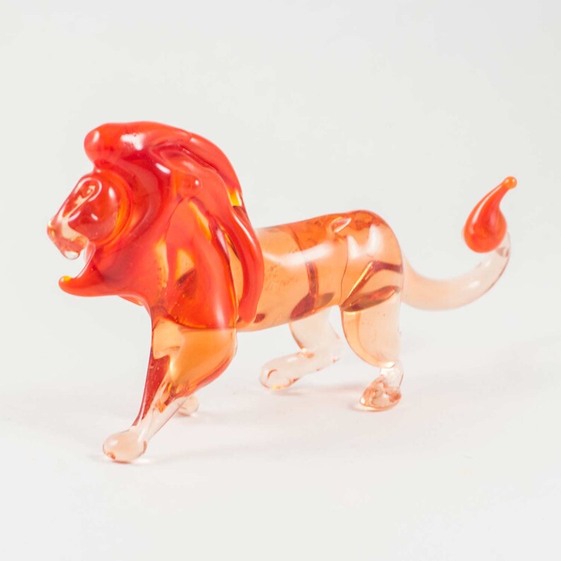 Glass Lion Figurine Blown Glass Lion Figurine Lion Etsy