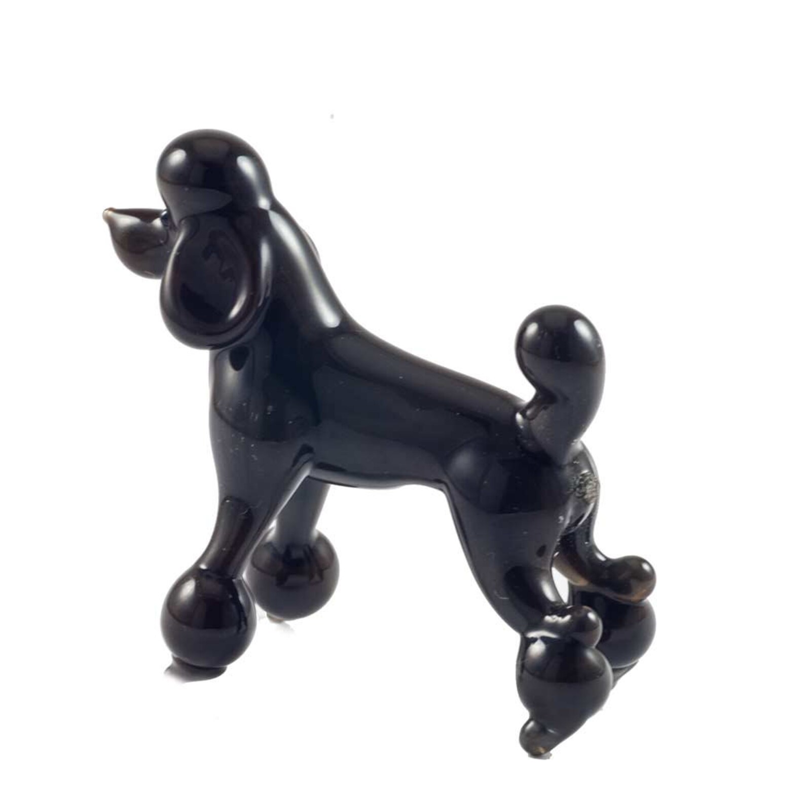 Glass Black Poodle Figurine Blown Glass Dog Art Glass Dog Etsy