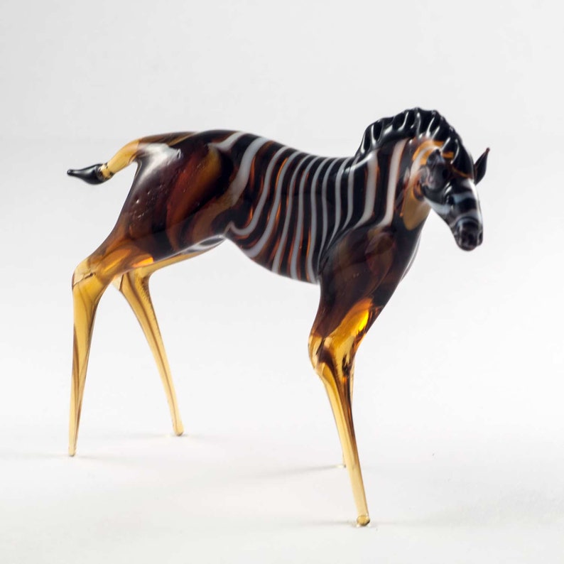 Glass Zebra Figurine Blown Glass Zebra Figurine Zebra Etsy