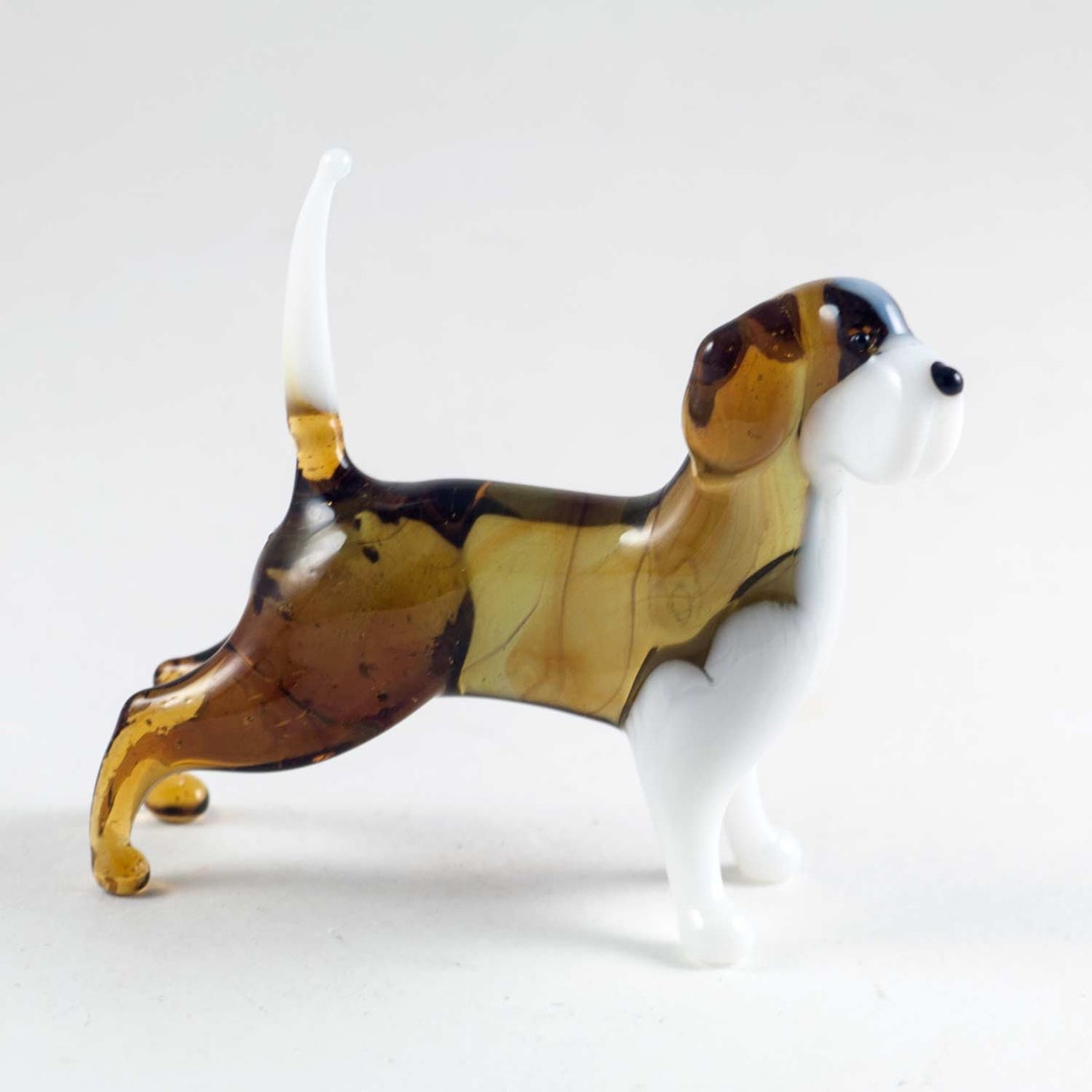 Beagle Glass Dog Figurine Blown Glass Dog Art Glass Dog Etsy