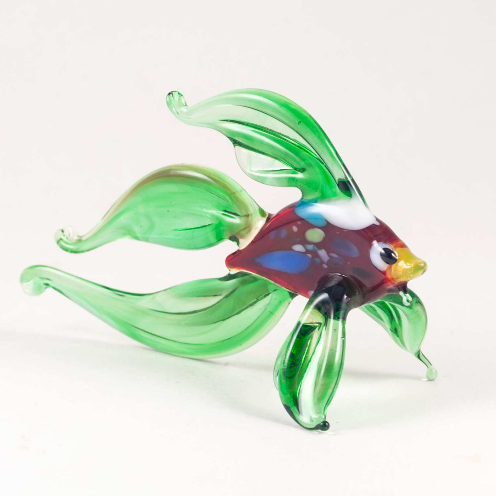 Glass Fish Figurine HandBlown Glass Green Fish Miniature Etsy