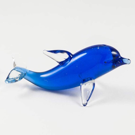 Glass Dolphin Figurine Blown Miniature Collection Sea Life Creature Art 081