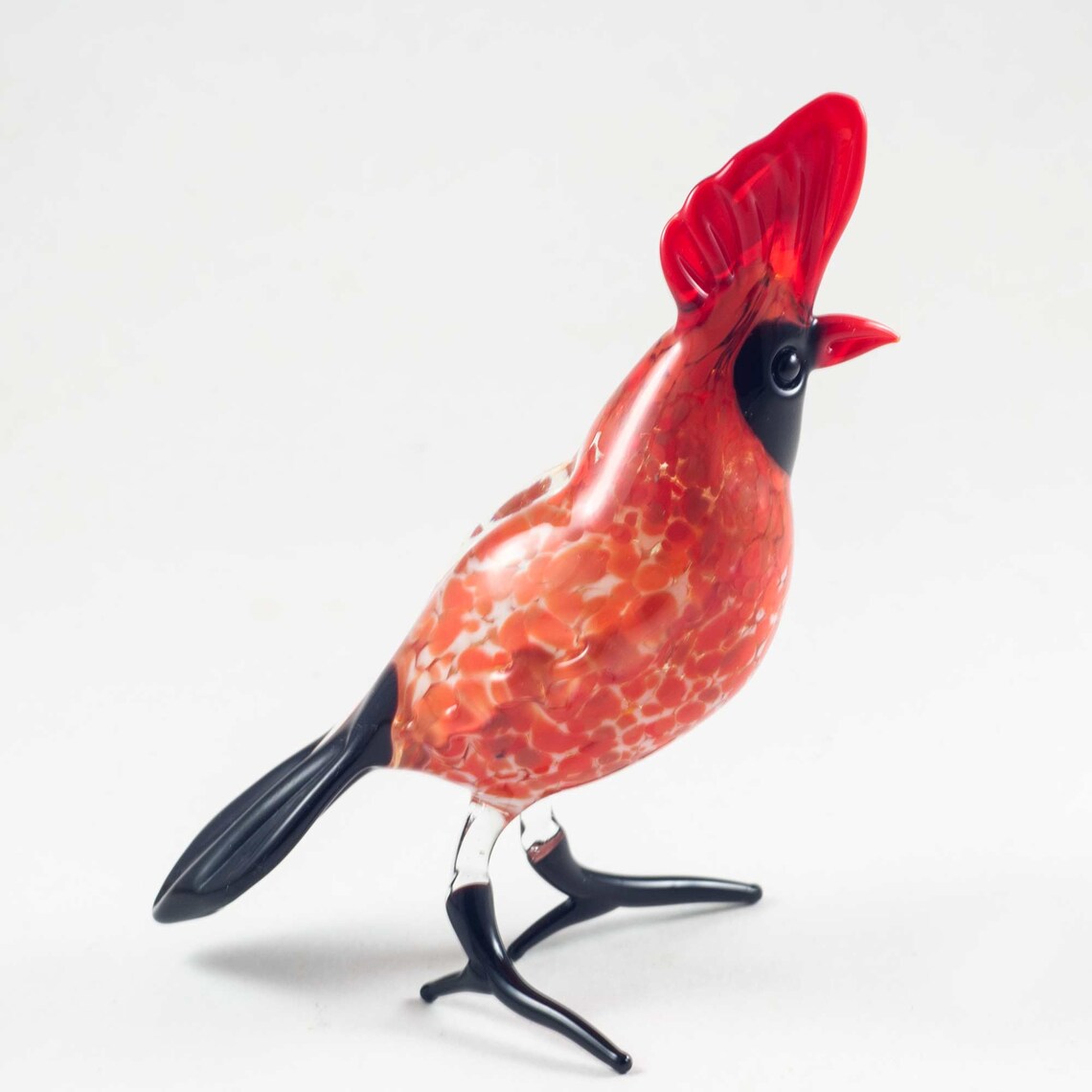 Glass Cardinal Figurine Blown Glass Cardinal Miniature Etsy